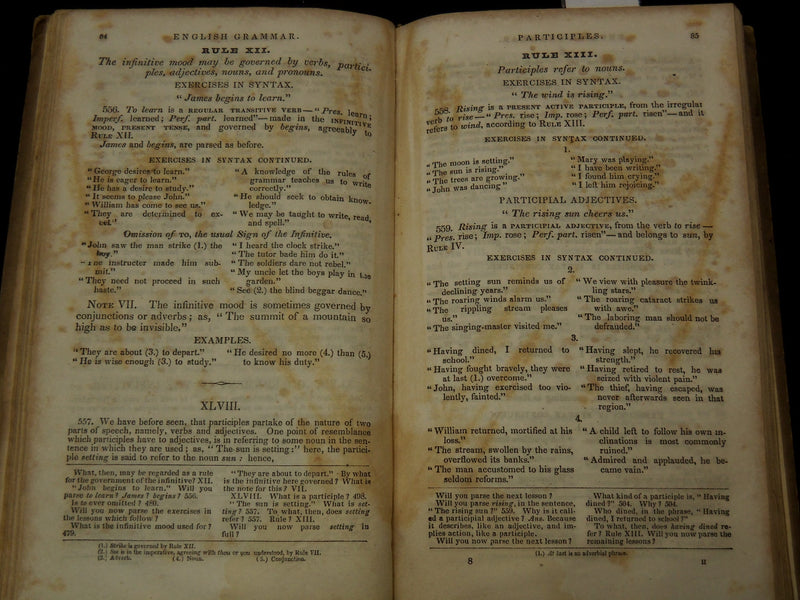 1844 ENGLISH GRAMMAR ON THE PRODUCTIVE SYSTEM BOOK BY ROSWELL SMITH - K 2592
