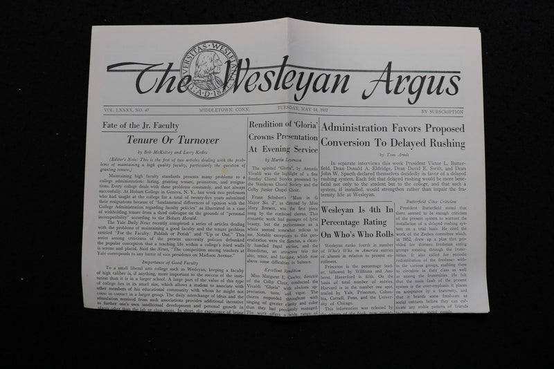 1957 MAY 14 THE WESLEYAN ARGUS SCHOOL NEWSPAPER - K 2943