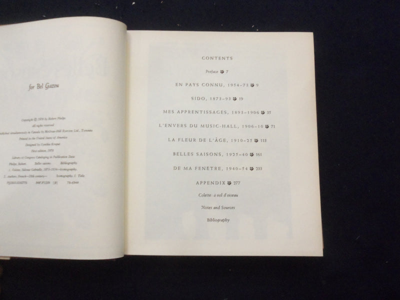 1978 BELLES SAISONS, A COLETTE SCRAPBOOK HARDCOVER BOOK BY R. PHELPS - KD 8247
