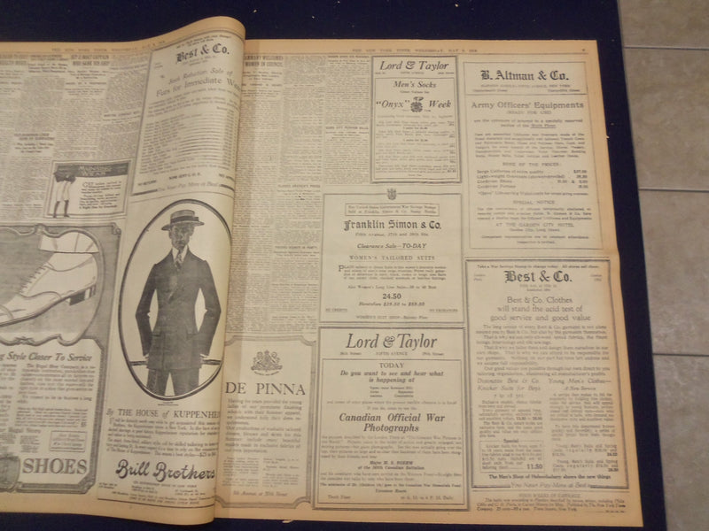 1918 MAY 8 NEW YORK TIMES - FALL OF BRITISH CABINET THREATENED - NT 8175