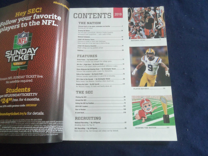2019 LINDY'S SPORTS MAGAZINE - SOUTHEASTERN COLLEGE FOOTBALL PREVIEW - SP 1220G