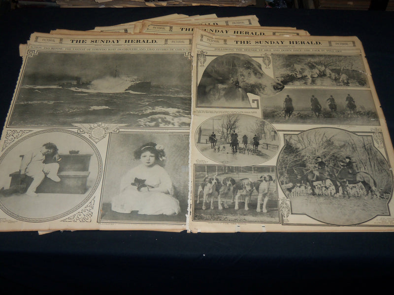 1910-1911 THE BOSTON HERALD SUNDAY PICTORIAL SECTIONS LOT OF 15 - UP 85