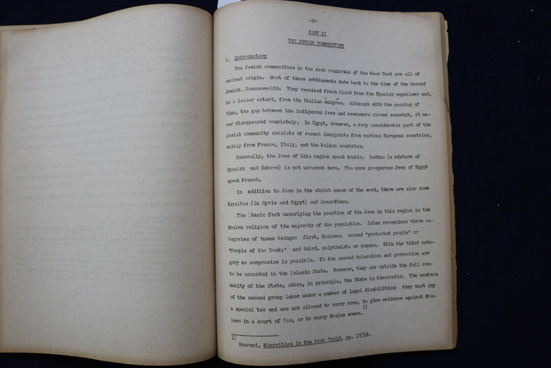 1951 ARAB COUNTRIES OF NEAR EAST & JEWISH COMMUNITIES SOFTCOVER BOOK - K 661