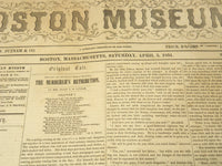 1851 APRIL 5 BOSTON MUSEUM NEWSPAPER - MURDERER'S RETRIBUTION - AMIE - NP 9027