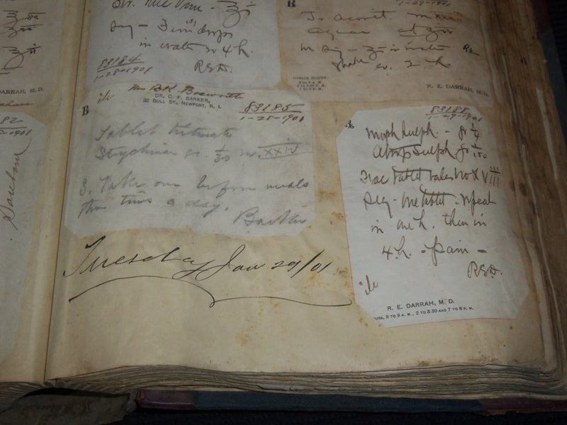 1900-1901 PHARMACIST'S PRESCRIPTIONS SCRAPBOOK FROM DOCTORS - R. I. - KD 5403O