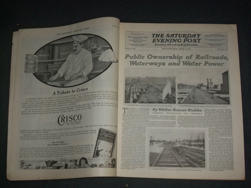 1914 JUNE 6 THE SATURDAY EVENING POST MAGAZINE - ILLUSTRATED COVER - SP 2470V