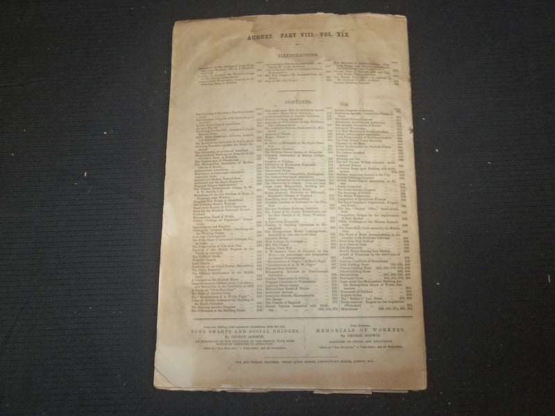 1861 AUGUST THE BUILDER ARCHITECT MAGAZINE - 5 ISSUES - ILLUSTRATIONS - ST 416M