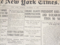 1923 DECEMBER 11 NEW YORK TIMES - COOLIDGE EULOGIZES HARDING PEACE WORK- NT 9219