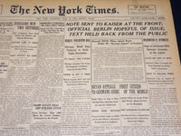 1915 JUNE 12 NEW YORK TIMES - NOTE SENT TO KAISER AT THE FRONT - NT 7700