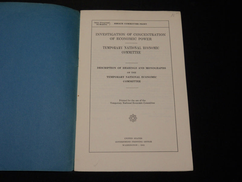 1941 INVESTIGATION OF CONCENTRATION OF ECONOMIC POWER REPORT - J 5894