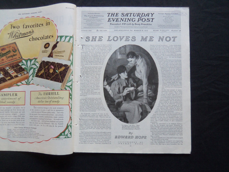 1933 MARCH 18 THE SATURDAY EVENING POST MAGAZINE - ILLUSTRATED COVER - SP 1505
