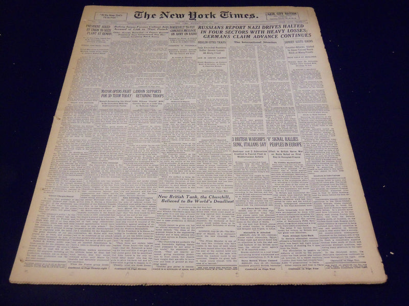 1941 JULY 21 NEW YORK TIMES - RUSSIANS REPORT NAZIS DRIVES HALTED - NT 1362