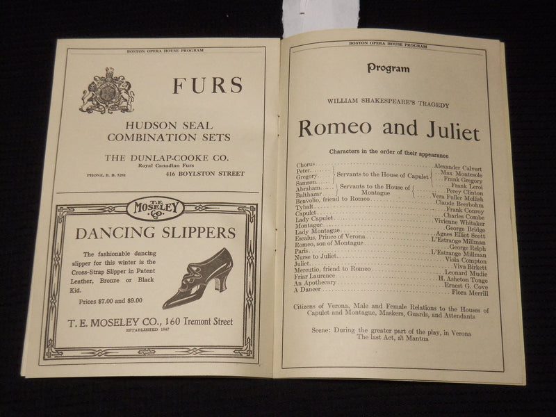 1915 BOSTON OPERA HOUSE PROGRAM - ROMEO & JULIET - K 590