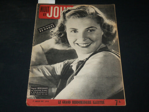 1947 JANUARY 1 NUIT ET JOUR FRENCH MAGAZINE - INGRID BERGMAN COVER - ST 531I
