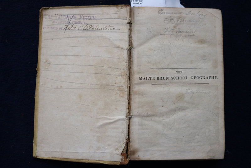 1833 THE MALTE-BRUN SCHOOL GEOGRAPHY HARDCOVER BOOK - KD 9442