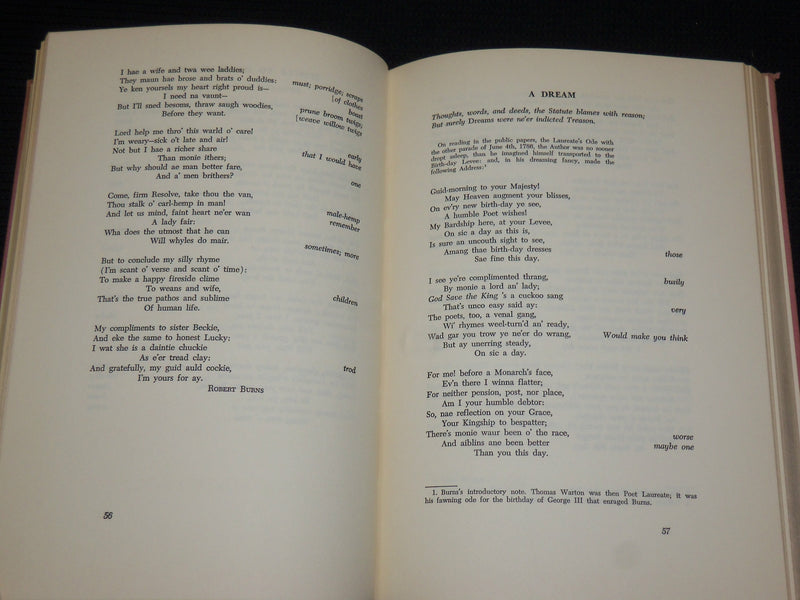 1959 SONGS AND POEM OF ROBERT BURNS HARDCOVER BOOK - KD 7448