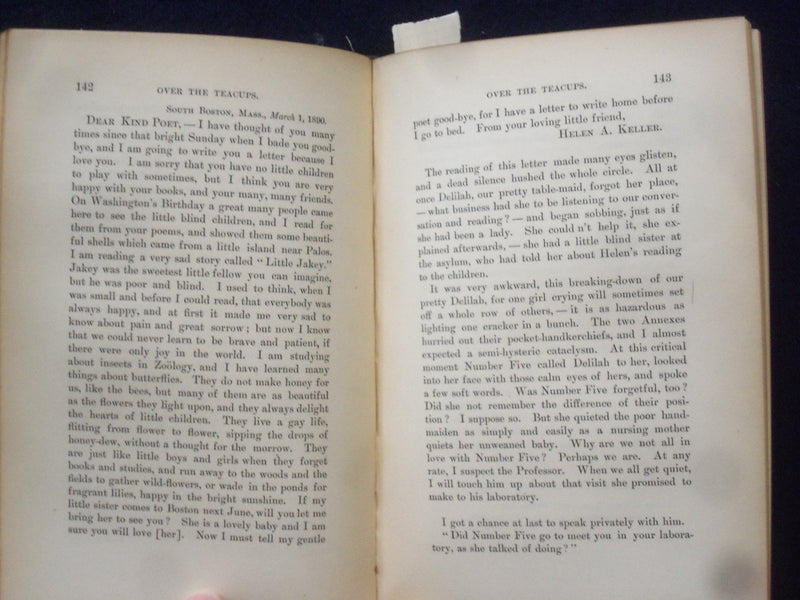 1891 OVER THE TEACUPS HARDCOVER BOOK BY OLIVER WENDELL HOLMES - KD 8653