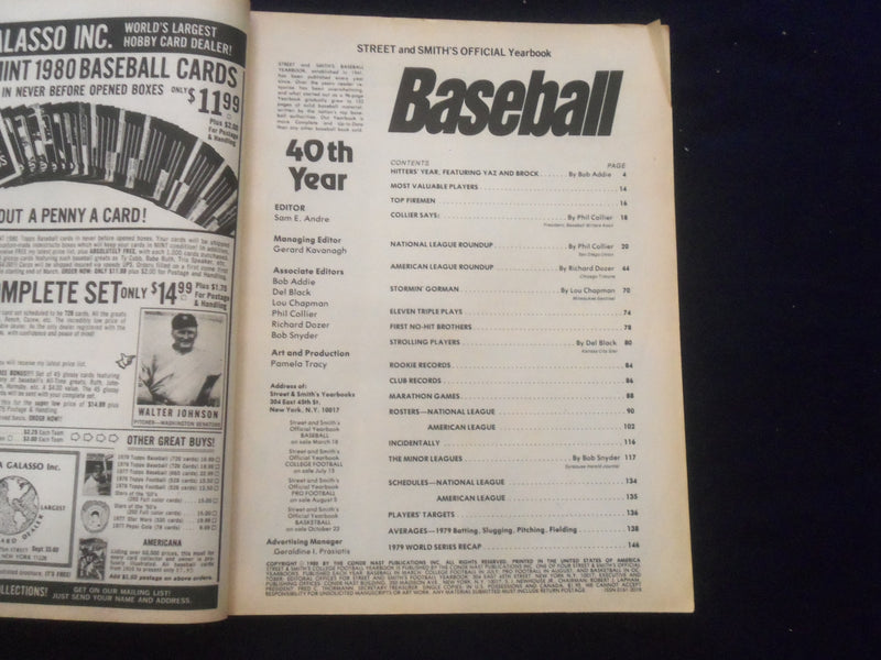 1980 STREET AND SMITH'S BASEBALL MAGAZINE - JOE NIEKRO COVER - SP 1523G