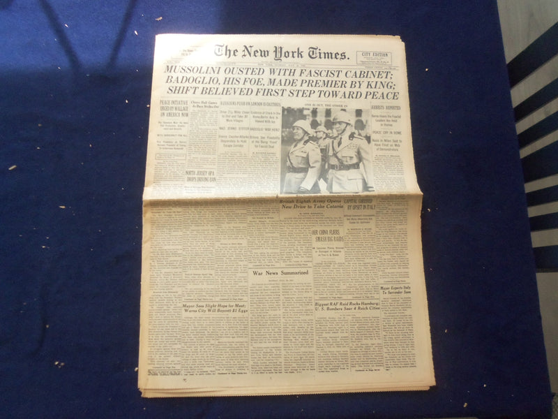 1943 JULY 26 NEW YORK TIMES - MUSSOLINI OUSTED WITH FASCIST CABINET - NP 6470