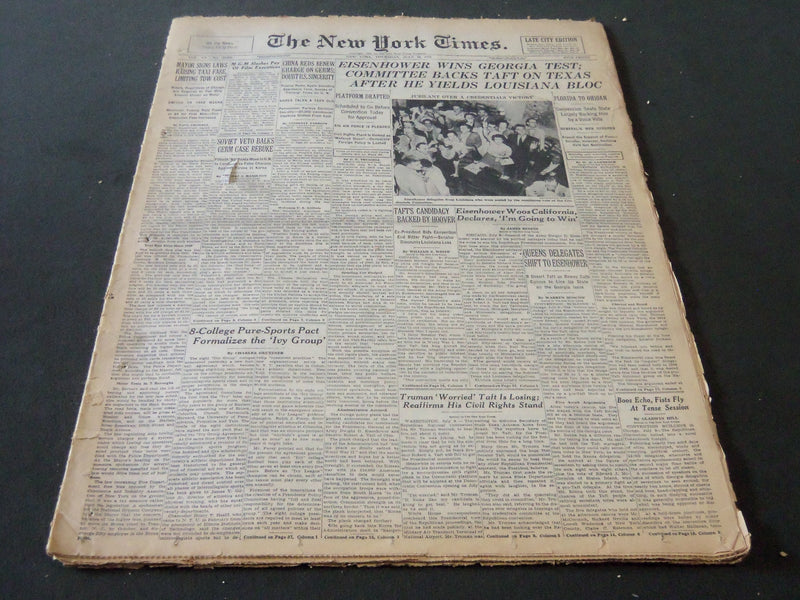 1952 JULY 10 NEW YORK TIMES - EISENHOWER WINS GEORGIA TEST - NT 5931