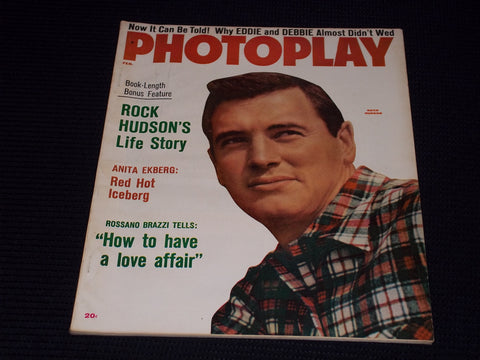 1957 FEBRUARY PHOTOPLAY MAGAZINE - ROCK HUDSON FRONT COVER - E 16694