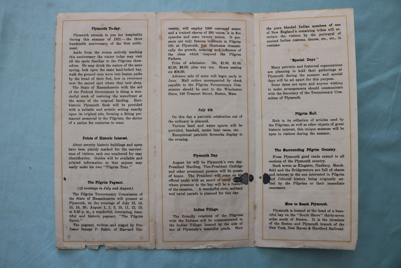 1920'S PLYMOUTH PILGRIM EPHEMERA - LOT OF 2 - K 3439