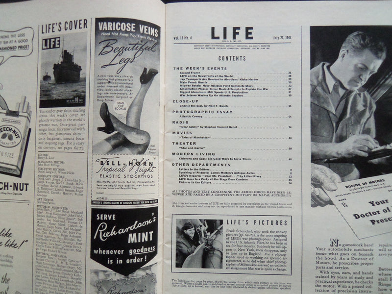 1942 JULY 27 LIFE MAGAZINE - ATLANTIC CONVOY - L 297
