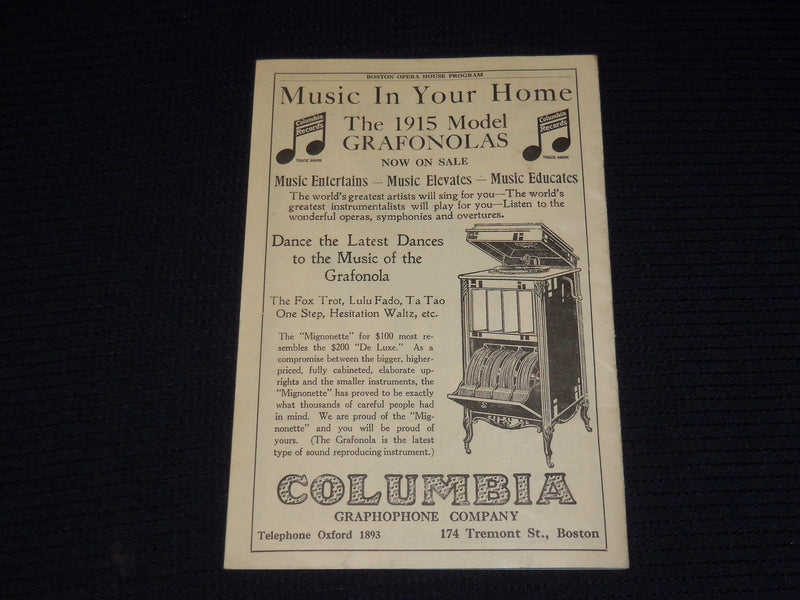 1915 BOSTON OPERA HOUSE PROGRAM - ROMEO & JULIET - K 590