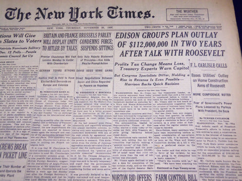 1937 NOV 25 NEW YORK TIMES - EDISON GROUPS PLAN OUTLAY OF $112 MILLION - NT 1285