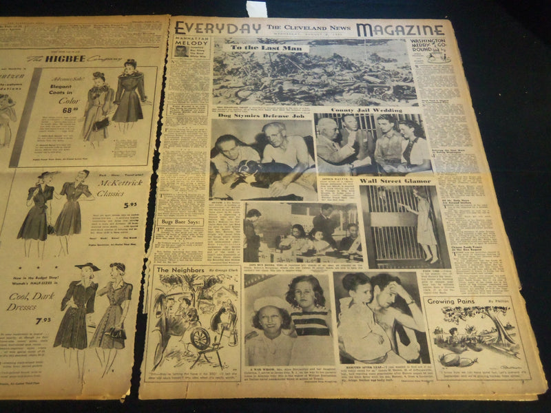 1941 AUGUST 6 CLEVELAND NEWS NEWSPAPER - RUSSIAN LOSSES TOTAL 4 MILLION- NT 7401