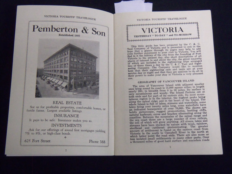1950'S VICTORIA - YESTERDAY TO-DAY TO-MORROW BOOK - BRITISH COLUMBIA - J 8188
