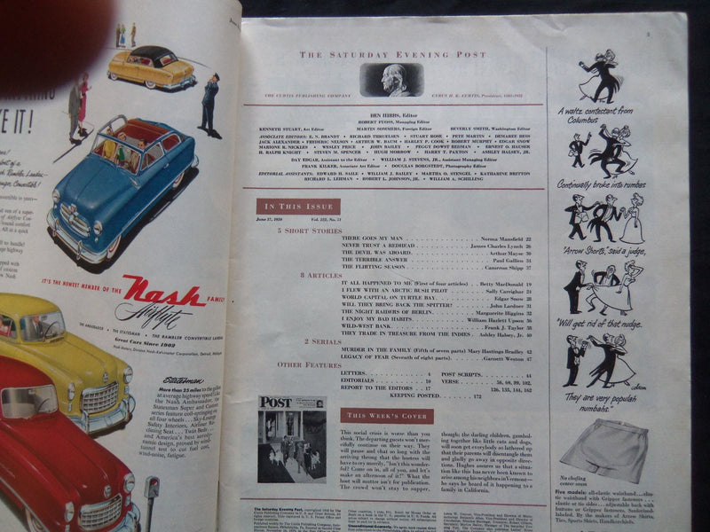 1950 JUNE 17 THE SATURDAY EVENING POST MAGAZINE - ILLUSTRATED COVER - SP 1829