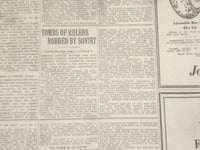1922 JUNE 9 NEW YORK TIMES - TOMBS OF RULERS ROBBED BY SOVIET - NT 8396