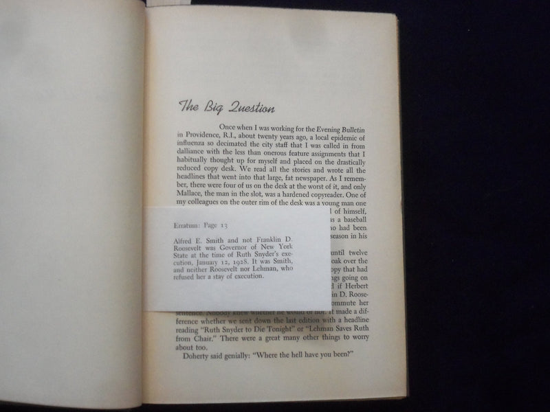 1947 THE WAYWARD PRESSMAN HARDCOVER BOOK BY A. J. LIEBLING - KD 8644