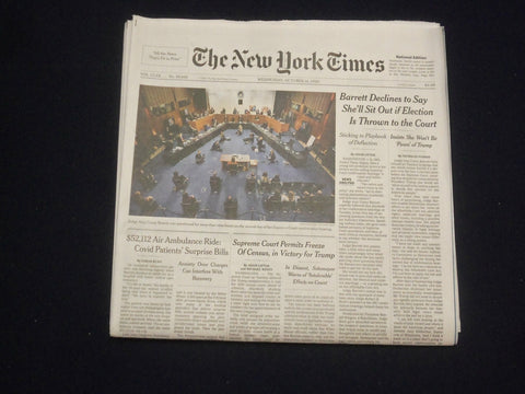 2020 OCT 14 NEW YORK TIMES-BARRETT MAY NOT SIT OUT IF ELECTION GOES TO COURT