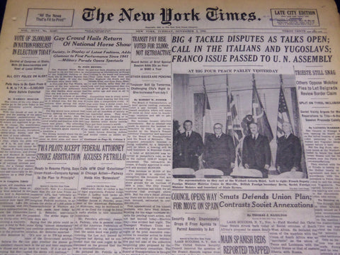 1946 NOVEMBER 5 NEW YORK TIMES - TWA PILOTS ACCEPT ARBITRATION - NT 3173