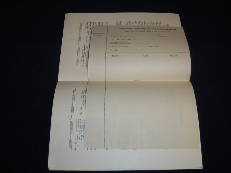 1928 GARDENSIDE NURSERIES INC. CATALOG - SHELBURNE, VERMONT - J 8506
