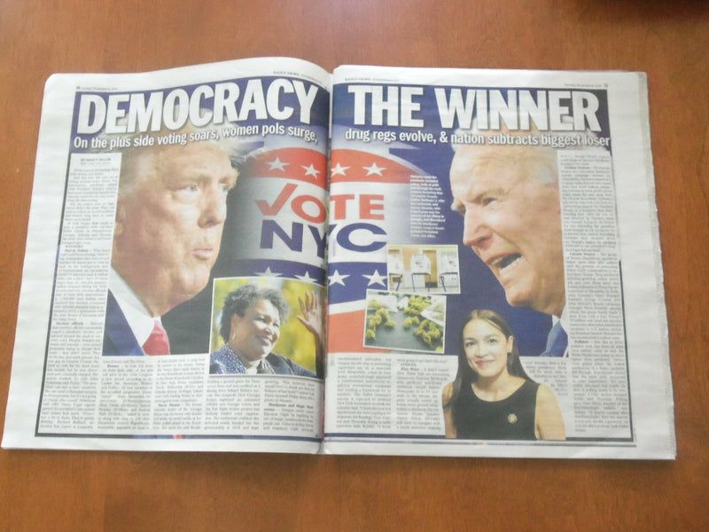 2020 NOVEMBER 8 NEW YORK DAILY NEWS NEWSPAPER- JOE BIDEN & KAMALA HARRIS ELECTED