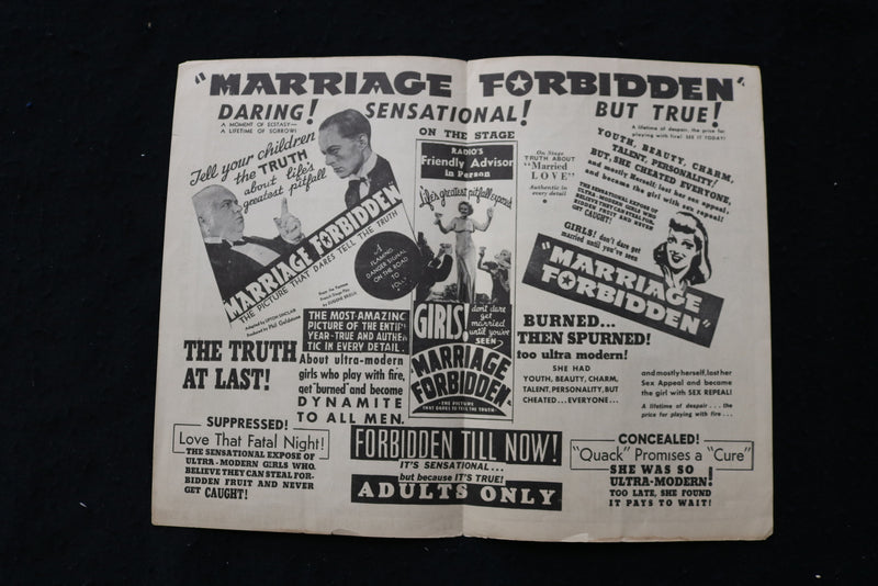 1937 MARRIAGE FORBIDDEN MOVIE PROGRAM - STRAND THEATRE - HUDSON, NY - K 1853