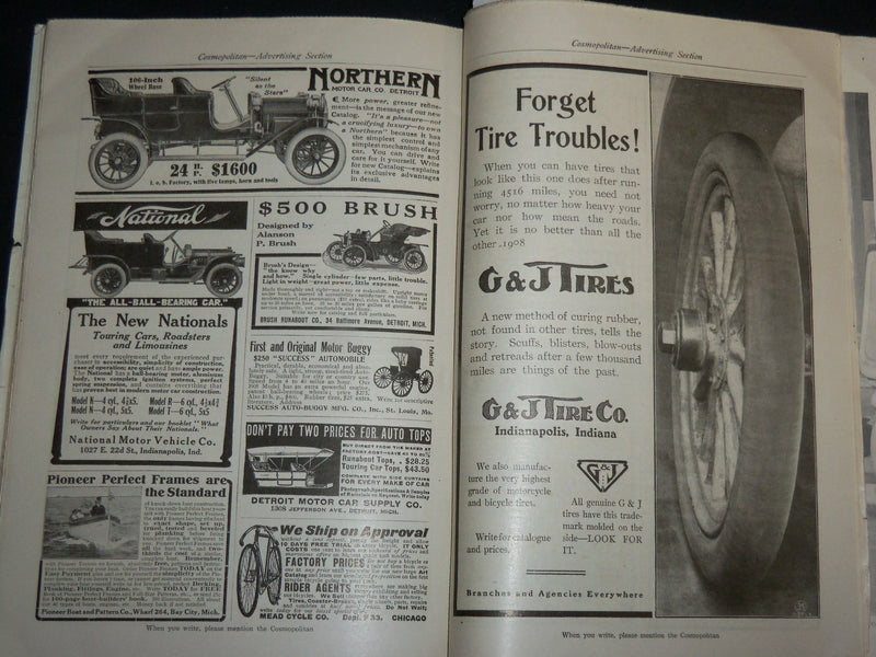 1908 JULY THE COSMOPOLITAN MAGAZINE - SUMMER'S RETURN - NICE ADS - J 6693