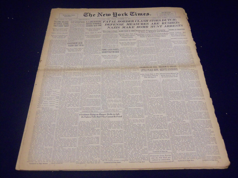 1939 NOV 10 NEW YORK TIMES - FATAL BORDER CLASH STRIKES DUTCH - NT 490