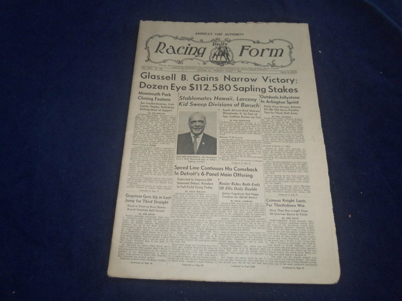 1969 AUGUST 7 THE DAILY RACING FORM - GLASSELL B. GAINS NARROW VICTORY - NP 5518