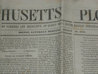 1848 AUGUST 12 MASSACHUSETTS PLOUGHMAN NEWSPAPER- JAMES K. POLK MESSAGE- NP 5152