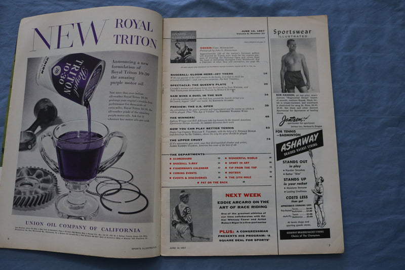1957 JUNE 10 SPORTS ILLUSTRATED MAGAZINE - CARY MIDDLECOFF COVER - ST 5505K