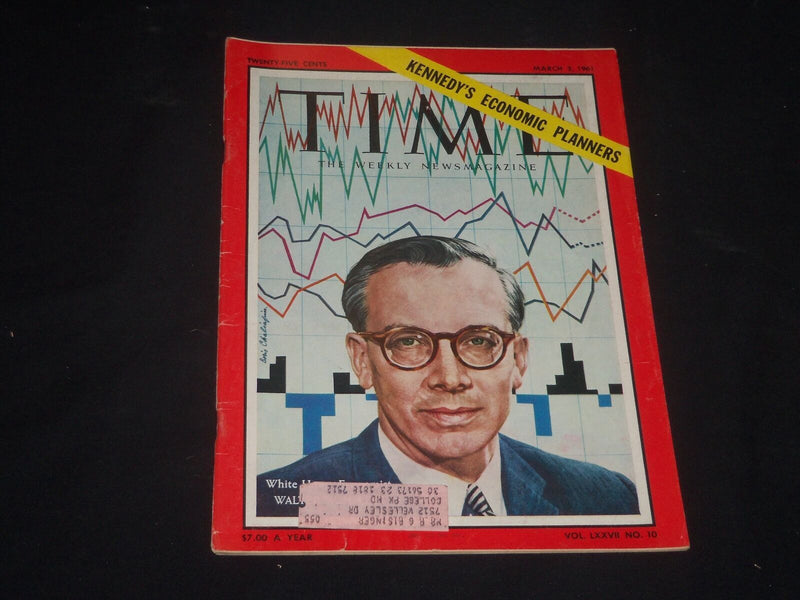 1961 MARCH 3 TIME MAGAZINE - WALTER W. HELLER, WHITE HOUSE ECONOMIST - T 1786