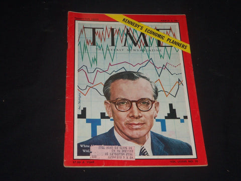1961 MARCH 3 TIME MAGAZINE - WALTER W. HELLER, WHITE HOUSE ECONOMIST - T 1786