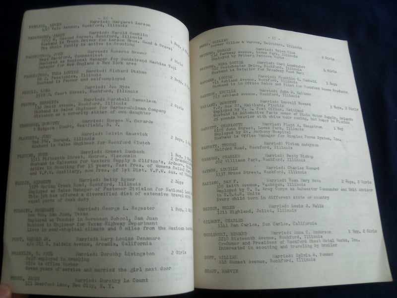 1937 ROCKFORD HIGH SCHOOL 25TH ANNIVERSARY REUNION 1962 - ROCKFORD, IL - YB 2720