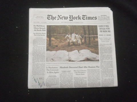 2022 SEPTEMBER 17 NEW YORK TIMES-LEADER OF INDIA CRITICIZES PUTIN FOR WAGING WAR