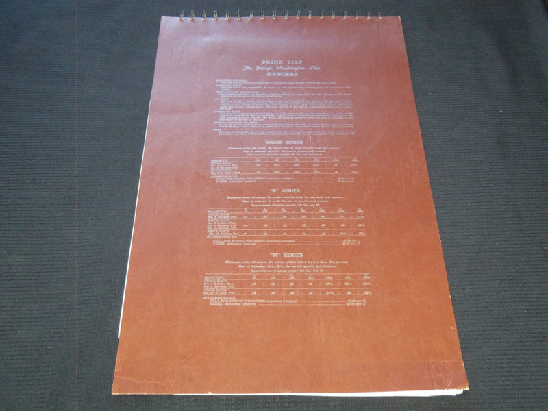 1955 THE GEORGE WASHINGTON HANGERS CALENDAR SALESMAN SAMPLE SHEETS BOOK - C 21