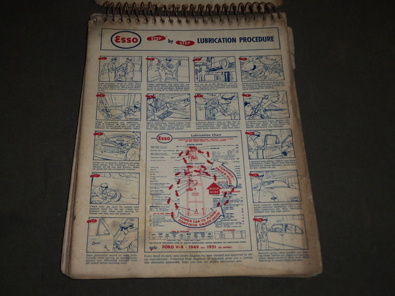 1954 ESSO DEALER LUBRICATION SERVICE GUIDE - SPIRAL BOUND - KD 4881